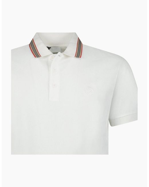 Burberry White 'Pierson' Tb Collar Polo-Shirt for men