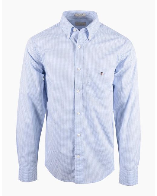Gant Blue Reg Classic Poplin Gingham Shirt Light for men