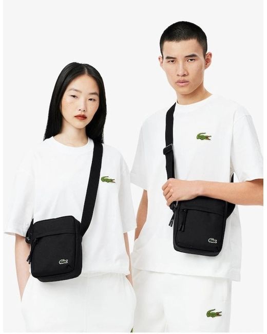 Lacoste Black Neocroc Crossover Bag for men