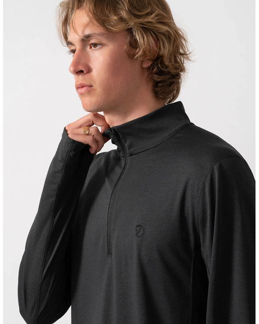 Fjallraven Black Abisko Day Hike Half Zip Long Sleeve Top for men