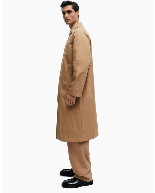 Boss Natural Solid Patterned Regular Fit Overcoat for men