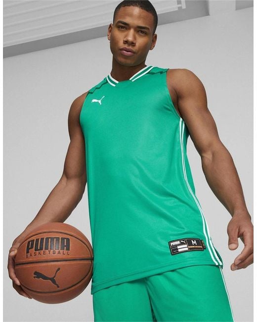 PUMA Green Hoops Team Game Performance Basketball Jersey for men