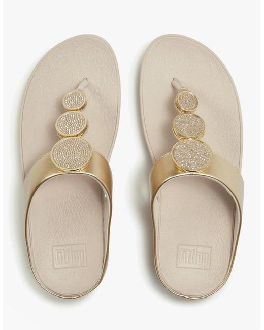 Fitflop White Halo Bead Toe-Post Sandals Platino