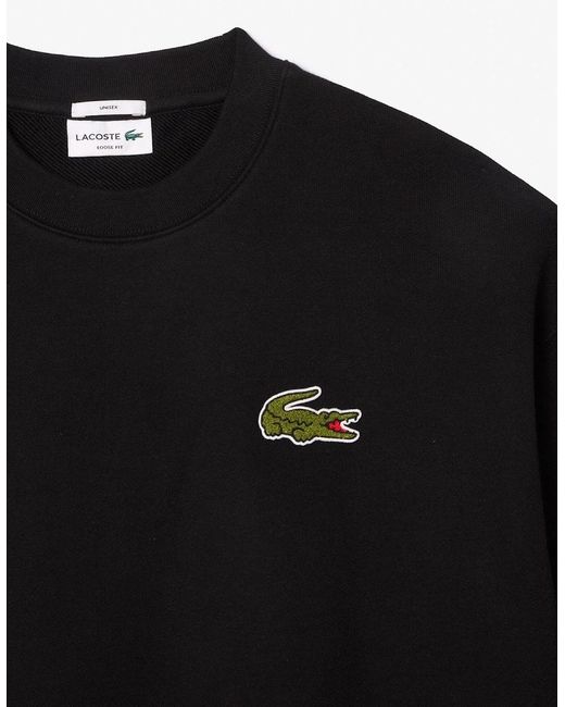 Lacoste Black Fit Badge Accent Fleece Sweatshirt for men