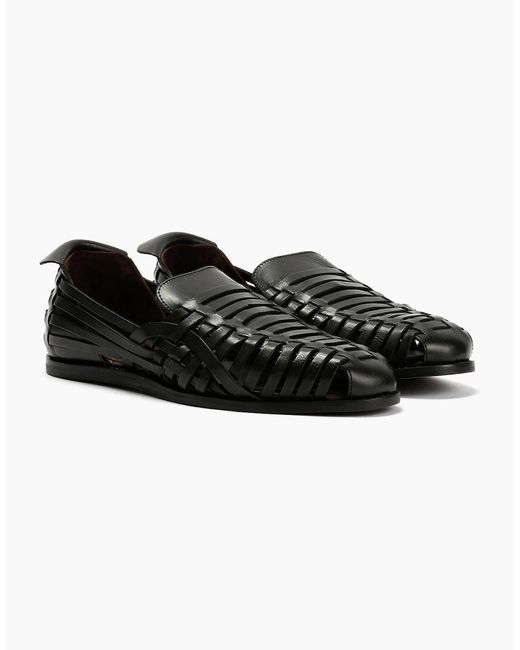 Hudson Black Fornell Leather Weave Sandals for men