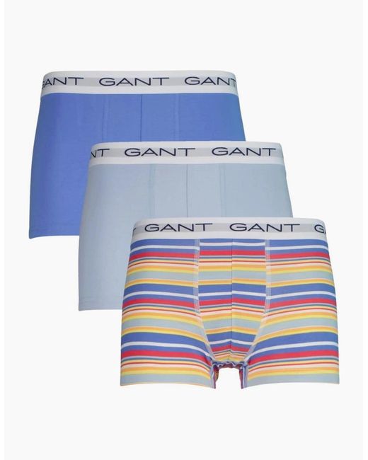 Gant Blue 3-Pack Stripe Print Boxer Trunks, Perfect for men