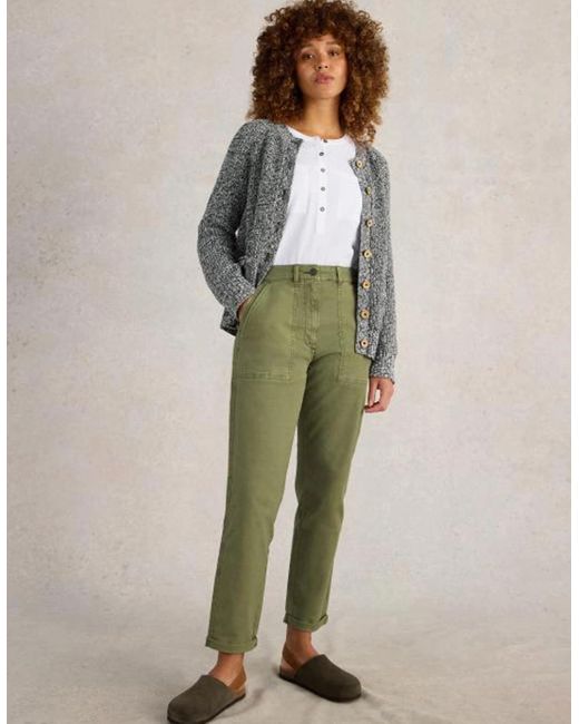 White Stuff Green Twister Chino Trouser Short Khaki