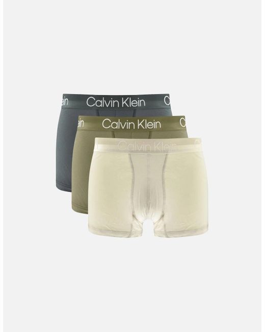 Calvin Klein White 3 Pack Trunks Moonbeam/Drd Eucalyp/Turbulenc for men