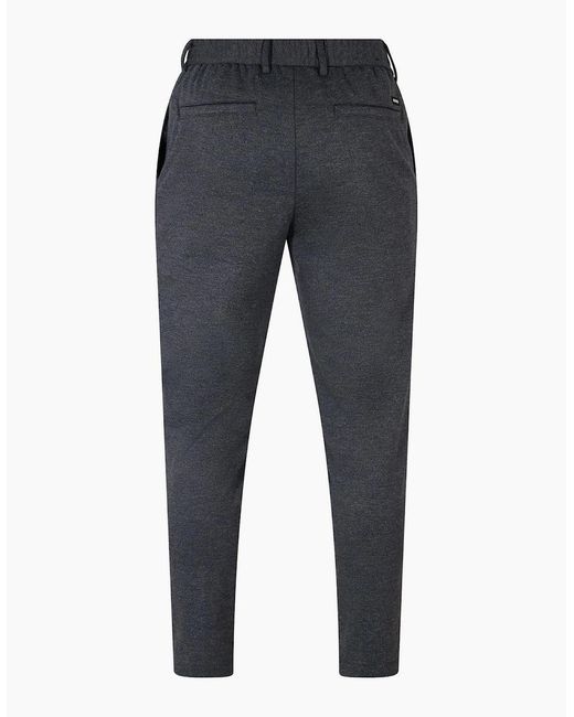 Boss Blue Solid Patterned Straight Trousers for men