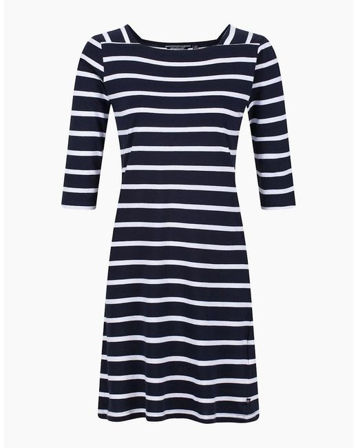 Regatta Blue Paislee Boat Neck Three Quarter Sleeve Knee Length Dress