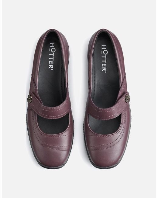 Hotter Red Charity Wide Fit Mary Jane Shoes