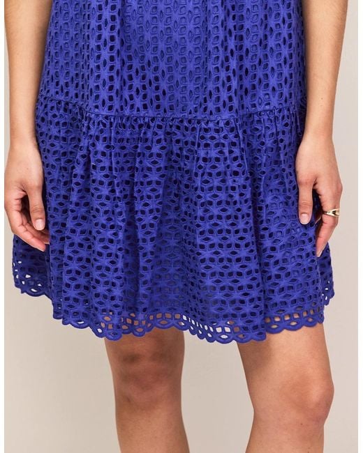 Ro&zo Blue Petite Broderie Anglaise Cotton Mini Dress