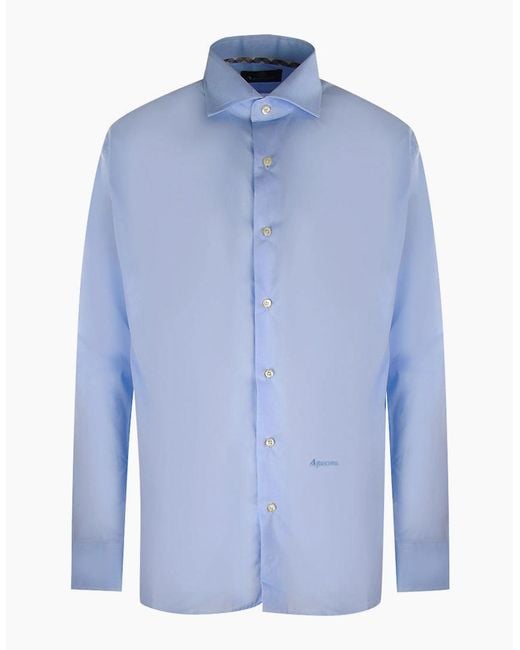 Aquascutum Blue Branded Plain Long Sleeve Shirt for men