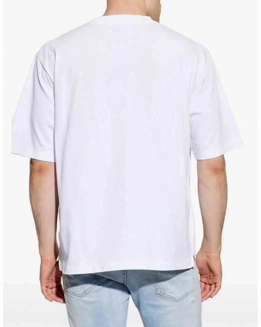 DSquared² White Branded Loose Fit T Shirt for men