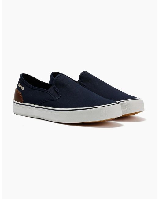 Bench Blue Dalton Canvas Slip On Trainers for men