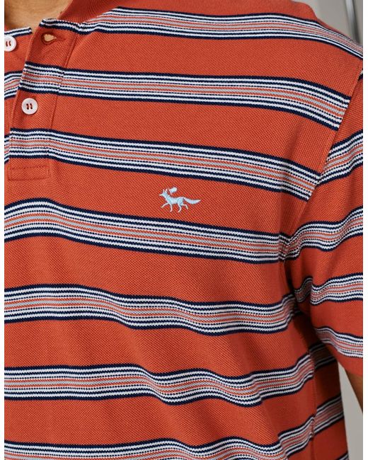 aubi Red Blair Yarn Dyed Pique Polo for men