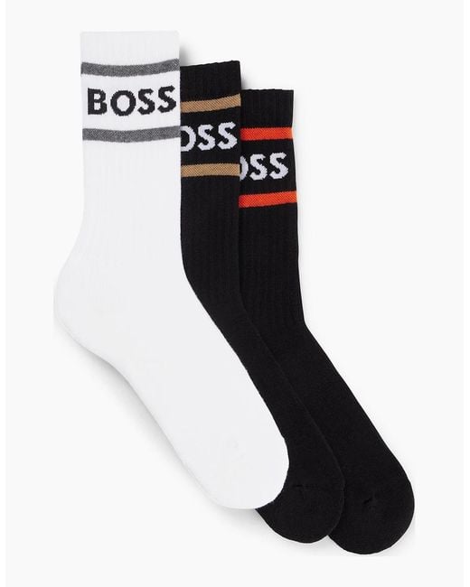 Boss Black Boss 3 Pack Rib Stripe Sport Socks for men
