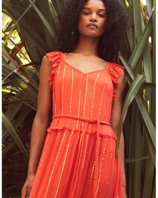 Ro&zo Coral Lurex Tiered Maxi Dress