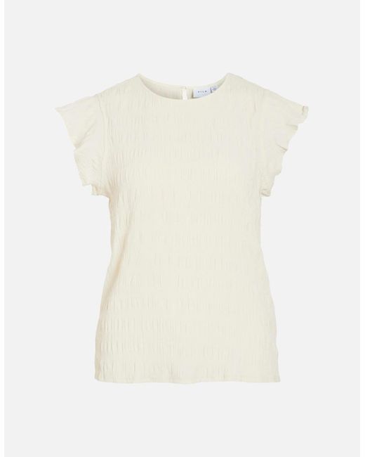 Vila White Raye Short Sleeve Top Birch