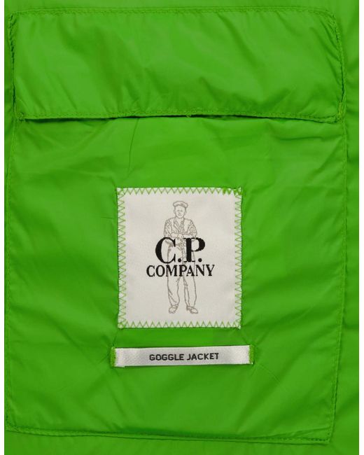 C P Company Green Shell-R Mixed Goggle Hooded Vest for men