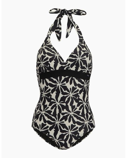 Regatta Black Ladies Flavia Ii Abstract Floral One Piece Swimsuit