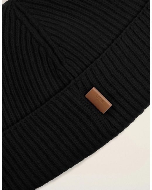 AMI Black Ami Label Wool Hat for men
