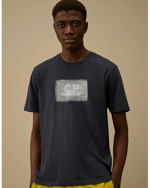 C P Company Black 24/1 Branded Cotton T-Shirt for men