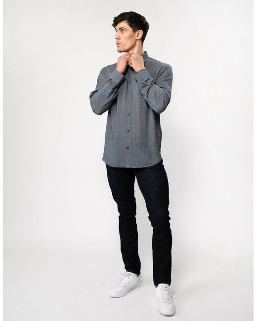 ARMANI EXCHANGE Gray Long Sleeve Pattern Print Shirt for men