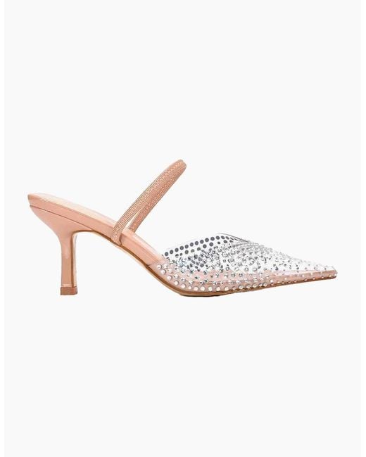 XY London Pink Ladies Tia Patent Perspex Court Shoes