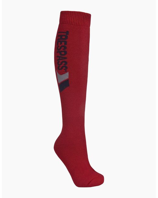 Trespass Red Adults Tech Luxury Merino Wool Blend Ski Tube Socks