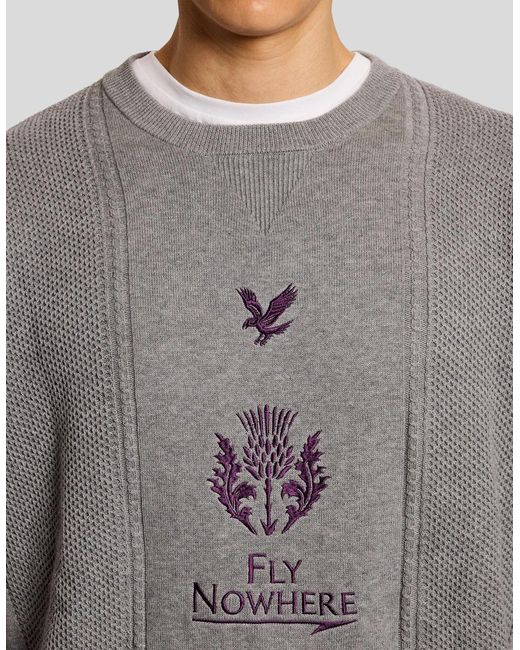Lyle & Scott Gray Engineered Stripe Jumper for men