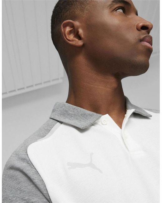 PUMA White Teamcup Casuals Polo Shirt for men