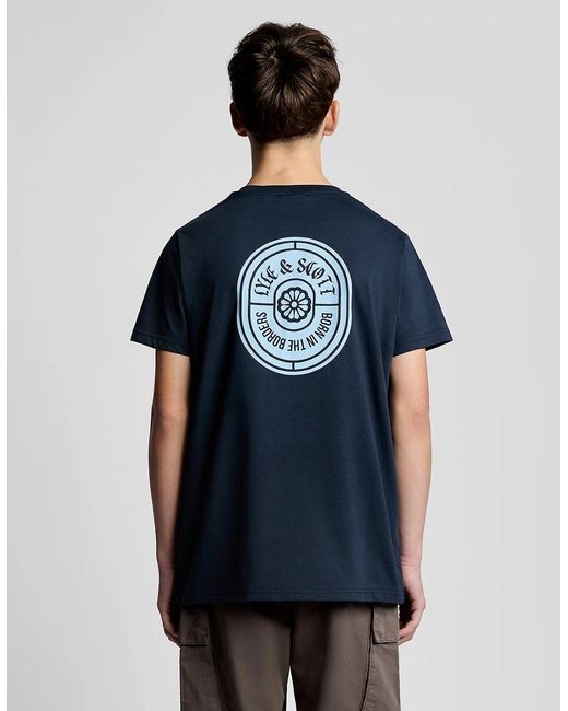 Lyle & Scott Blue Graphic Badge Cotton T-Shirt for men