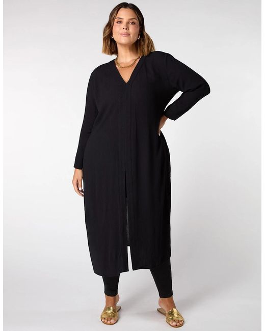 Live Unlimited London Blue Crinkle Split Front Longline Tunic