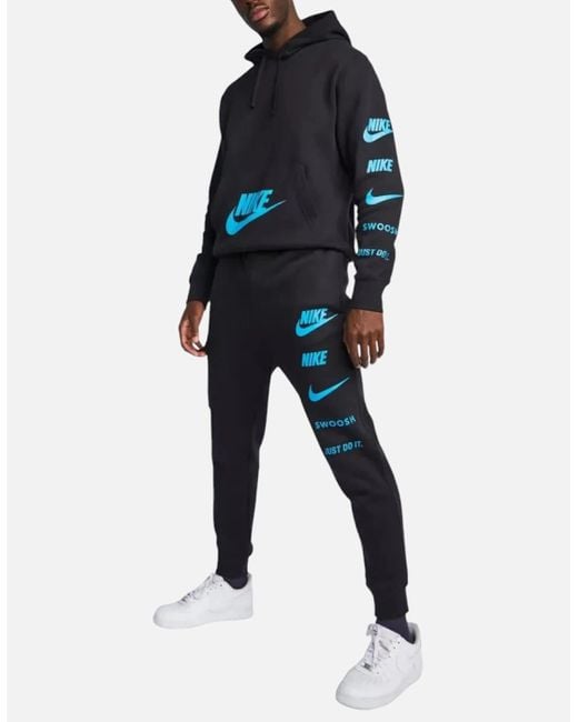 Nike Blue Fj0552 Tracksuit Set Pullover Hoodies Sweatshirts Sports Joggers Bottoms for men