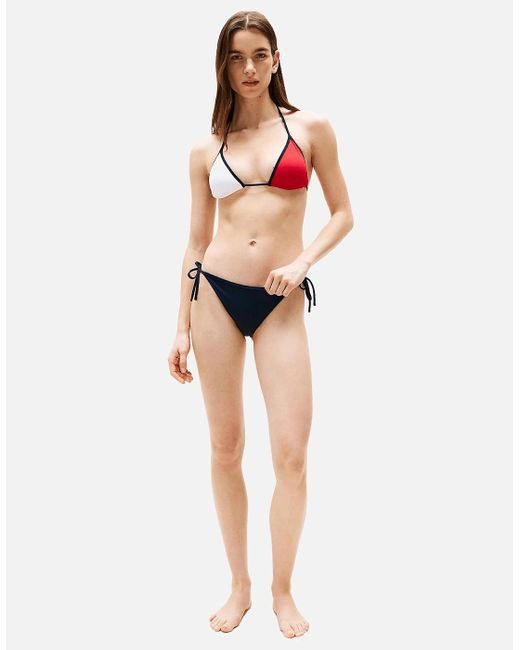 Tommy Hilfiger Red Logo Flag Colours Triangle Bikini Top