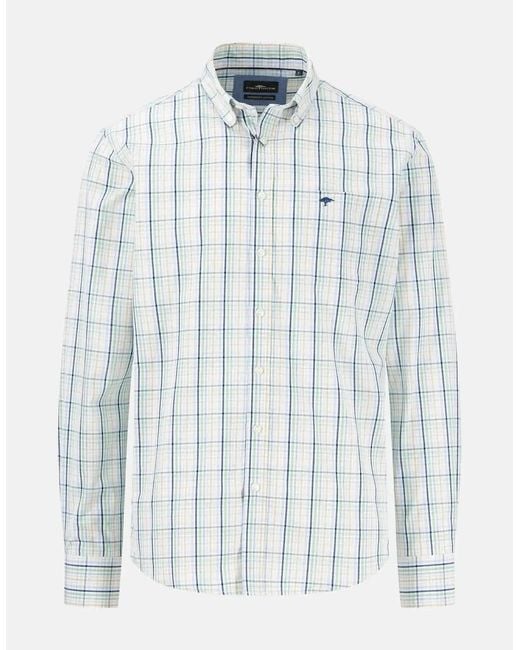 Fynch-Hatton Blue Combi Check Shirt Turf for men