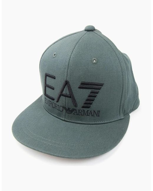 EA7 Blue Embroidered Logo Baseball Hat Forest Night for men