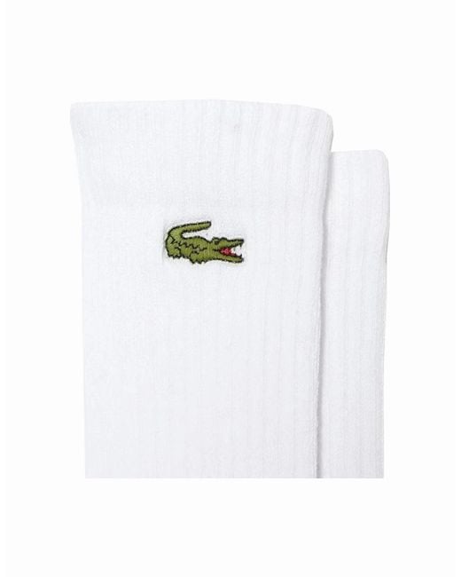Lacoste White Sport 3 Pack High Cut Socks for men