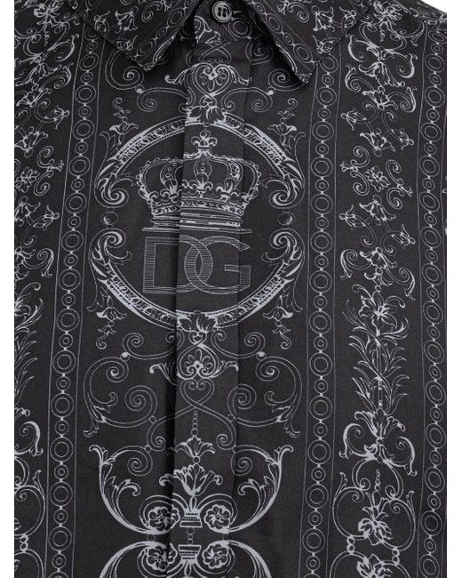 Dolce & Gabbana Gray Baroque Cotton Shirt for men