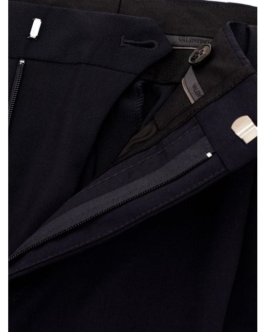 Valentino Blue Tailored Wool Blend Trousers for men