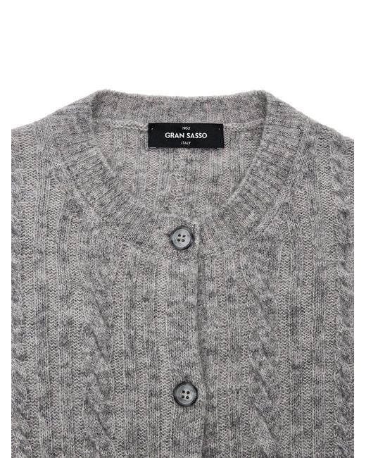 Gran Sasso Gray Cardigan Con Lavorazione Trecce