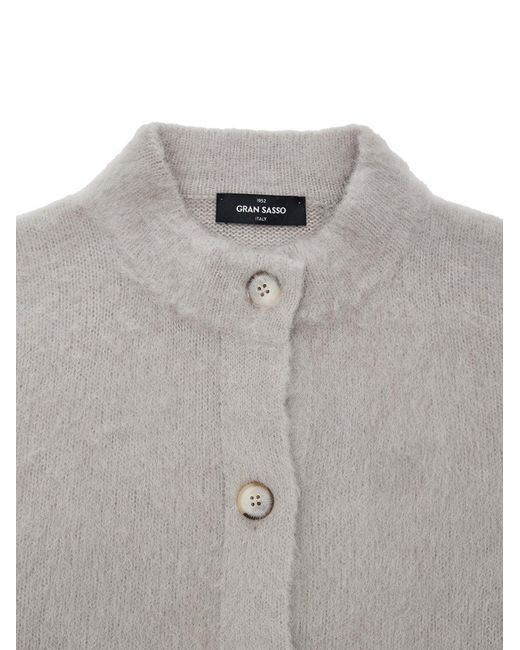 Gran Sasso Gray Cardigan Con Colletto Alla Corena