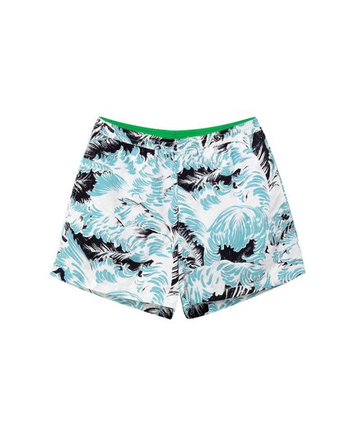 Bottega Veneta Blue Costume Boxer Stampa Piume for men