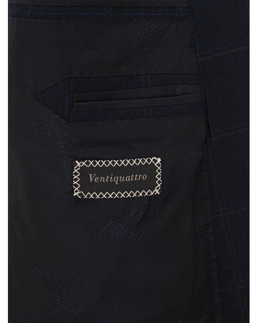 Brioni Blue 'Ravello' Single-Breasted Check Jacket for men