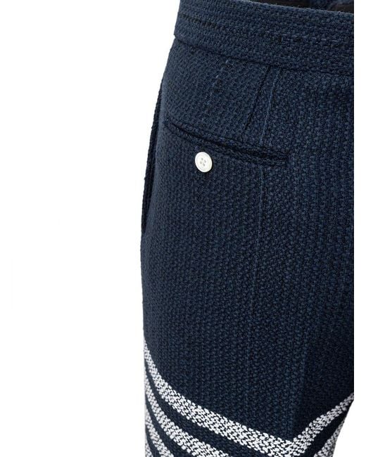 Thom Browne Blue Tweed Trousers for men