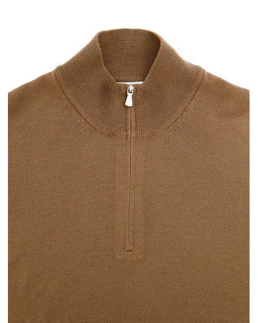 Gran Sasso Brown Maglione Lupetto Con Mezza Zip for men