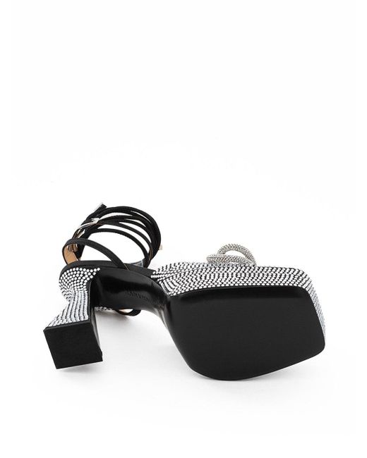 Sandali Plateau Con Cristalli Doppio Fiocco di Mach & Mach in Black