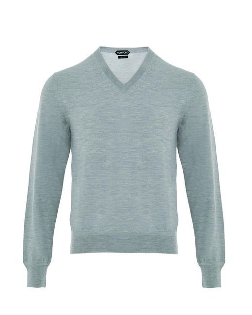 Tom Ford Blue Maglia V-Neck for men