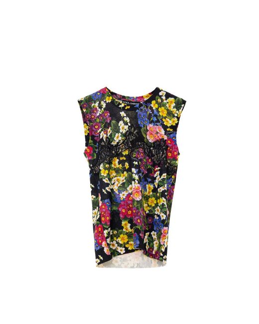 Dolce & Gabbana White Top Knitwear Stampa Fiori